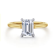 Ericka - 14K White and Yellow Gold Emerald Cut Diamond Engagement Ring