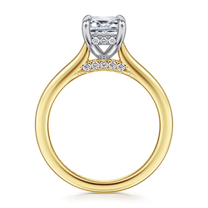 Ericka - 14K White and Yellow Gold Emerald Cut Diamond Engagement Ring