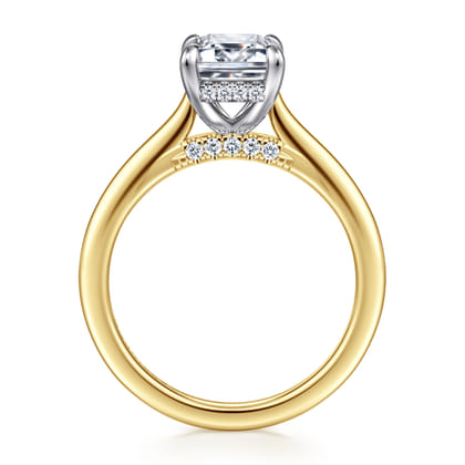 Ericka - 14K White and Yellow Gold Emerald Cut Diamond Engagement Ring