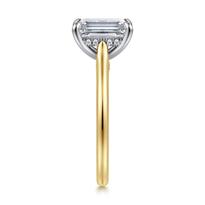 Ericka - 14K White and Yellow Gold Emerald Cut Diamond Engagement Ring