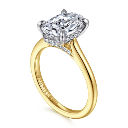 Ericka - 14K White and Yellow Gold Oval Diamond Engagement Ring