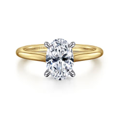 14K White and Yellow Gold Oval Diamond Engagement Ring