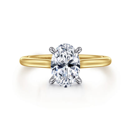 Ericka - 14K White and Yellow Gold Oval Diamond Engagement Ring