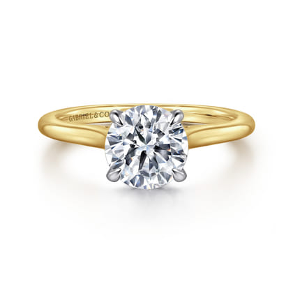 Ericka - 14K White and Yellow Gold Round Diamond Engagement Ring