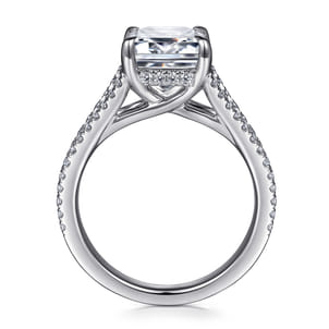 Erika - 14K White Gold Split Shank Emerald Cut Diamond Engagement Ring
