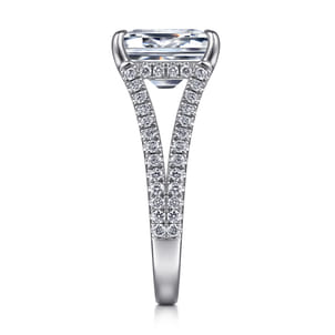Erika - 14K White Gold Split Shank Emerald Cut Diamond Engagement Ring