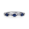 Straight Wedding Ring in 14k White Gold with Marquise Sapphire at Gabriel & Co.
