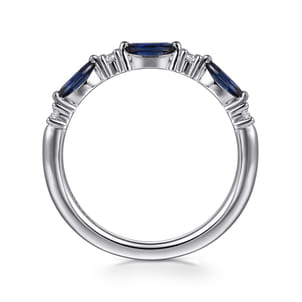 Erin - 14K White Gold Marquise Sapphire and Diamond Anniversary Band