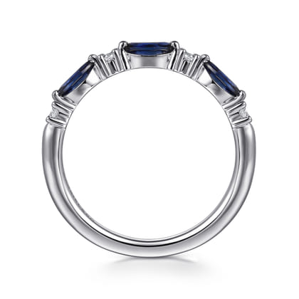 Erin - 14K White Gold Marquise Sapphire and Diamond Anniversary Band