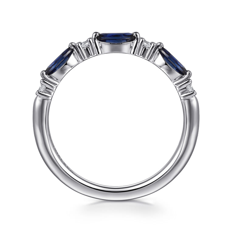 Straight Wedding Ring in 14k White Gold with Marquise Sapphire at Gabriel & Co. - Shot 2