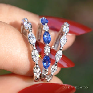 Erin - 14K White Gold Marquise Sapphire and Diamond Anniversary Band