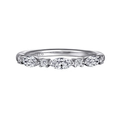 Erin - 14K White Gold Share prongs Marquise and Round Diamond Anniversary Band