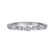 Erin - 14K White Gold Share prongs Marquise and Round Diamond Anniversary Band