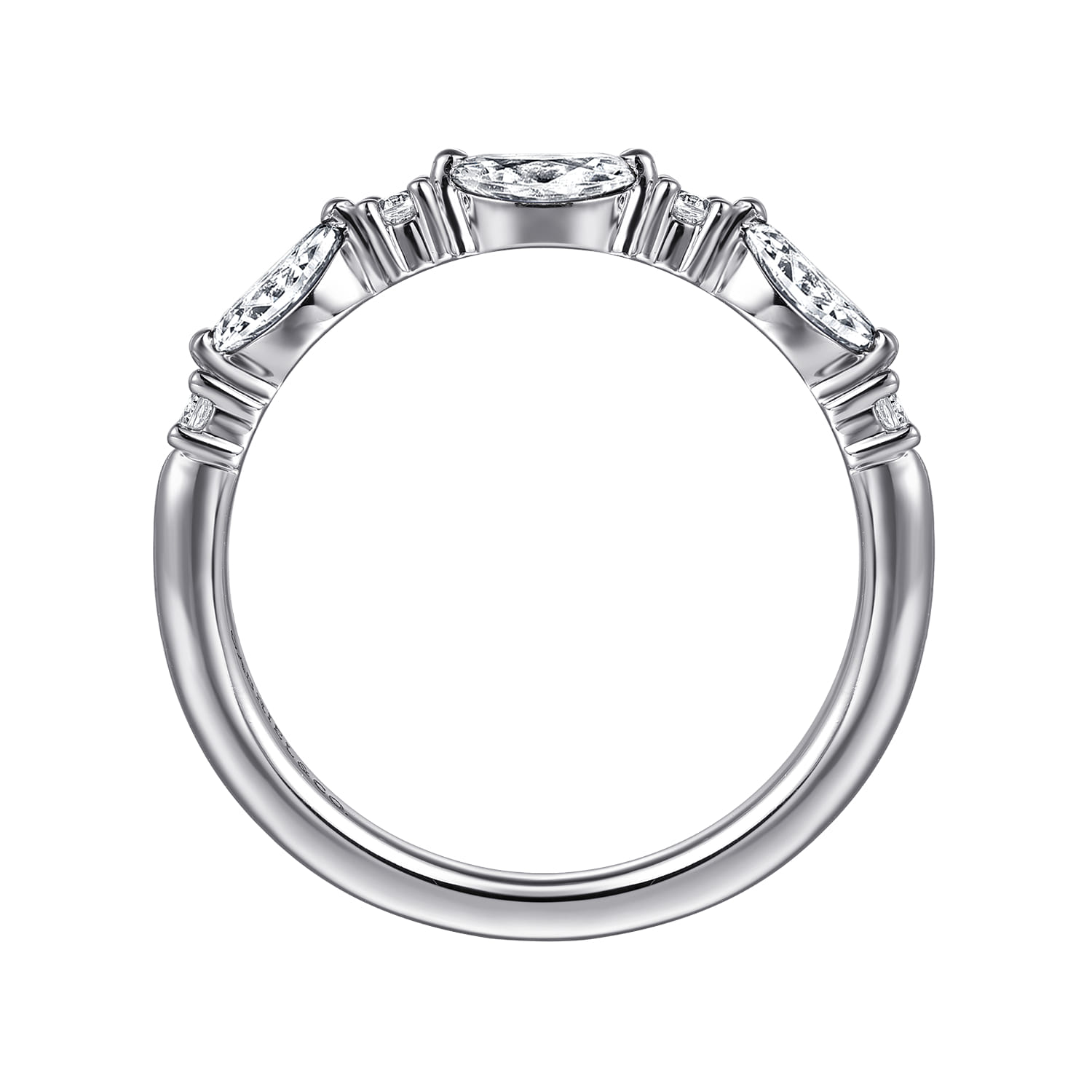 Straight Wedding Ring in 14k White Gold with Marquise Natural Diamond at Gabriel & Co. - Shot 2