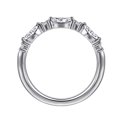 Erin - 14K White Gold Share prongs Marquise and Round Diamond Anniversary Band