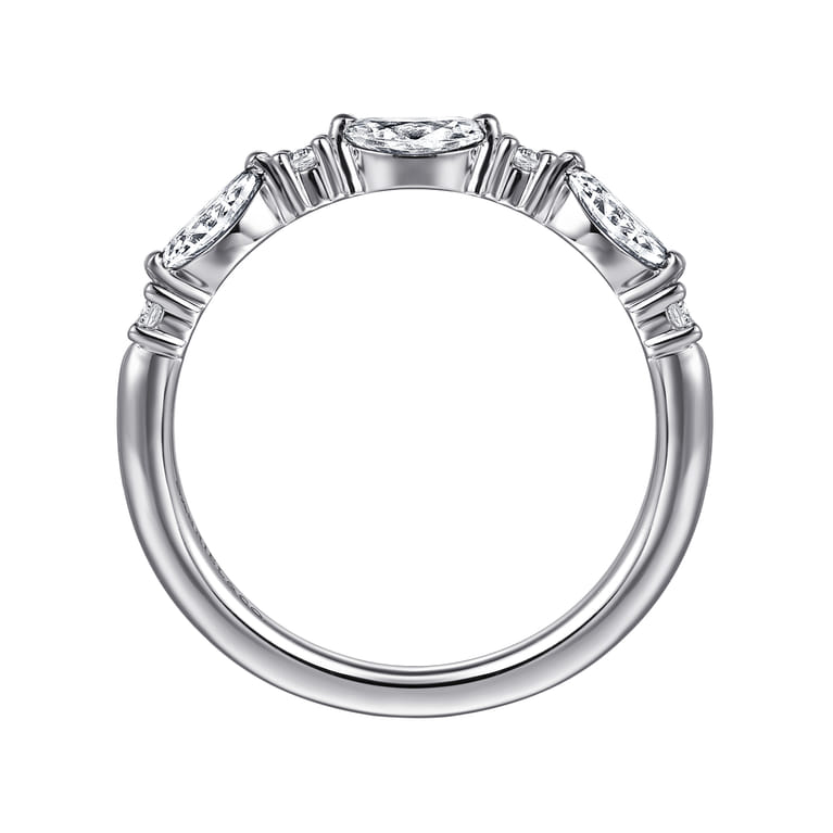 Straight Wedding Ring in 14k White Gold with Marquise Natural Diamond at Gabriel & Co. - Shot 2