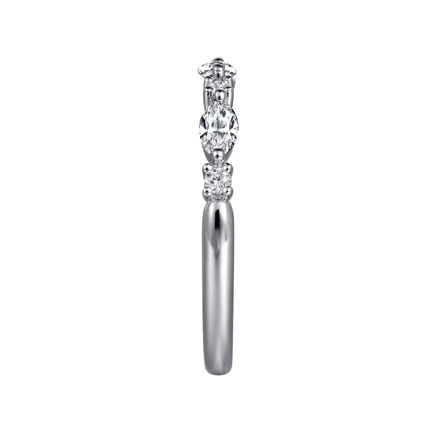 Straight Wedding Ring in 14k White Gold with Marquise Natural Diamond at Gabriel & Co. - Shot 4