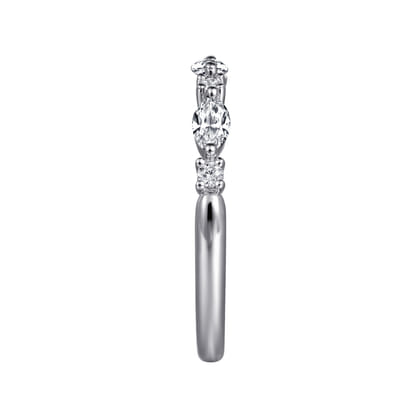 Erin - 14K White Gold Share prongs Marquise and Round Diamond Anniversary Band