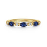 Straight Wedding Ring in 14k Yellow Gold with Marquise Sapphire at Gabriel & Co.