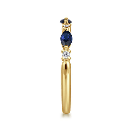 Erin - 14K Yellow Gold Marquise Sapphire and Diamond Anniversary Band