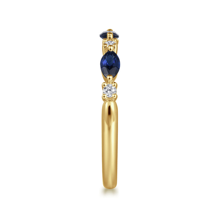 Straight Wedding Ring in 14k Yellow Gold with Marquise Sapphire at Gabriel & Co. - Shot 4