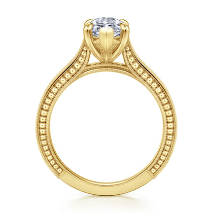 Eros - Vintage Inspired 14K Yellow Gold Marquise Shape Solitaire Diamond Engagement Ring