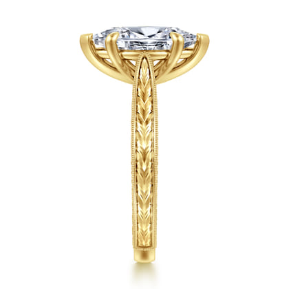Eros - Vintage Inspired 14K Yellow Gold Marquise Shape Solitaire Diamond Engagement Ring