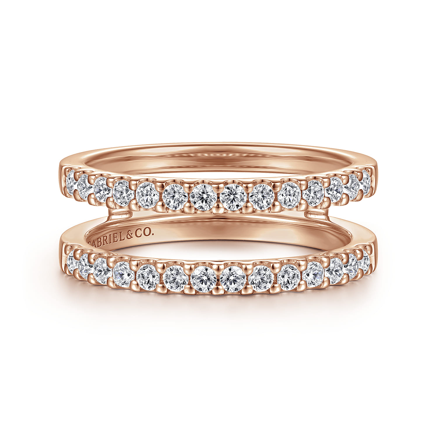 Enhancer Wedding Ring in 14k Rose Gold with Round Natural Diamond at Gabriel & Co. - Shot 1