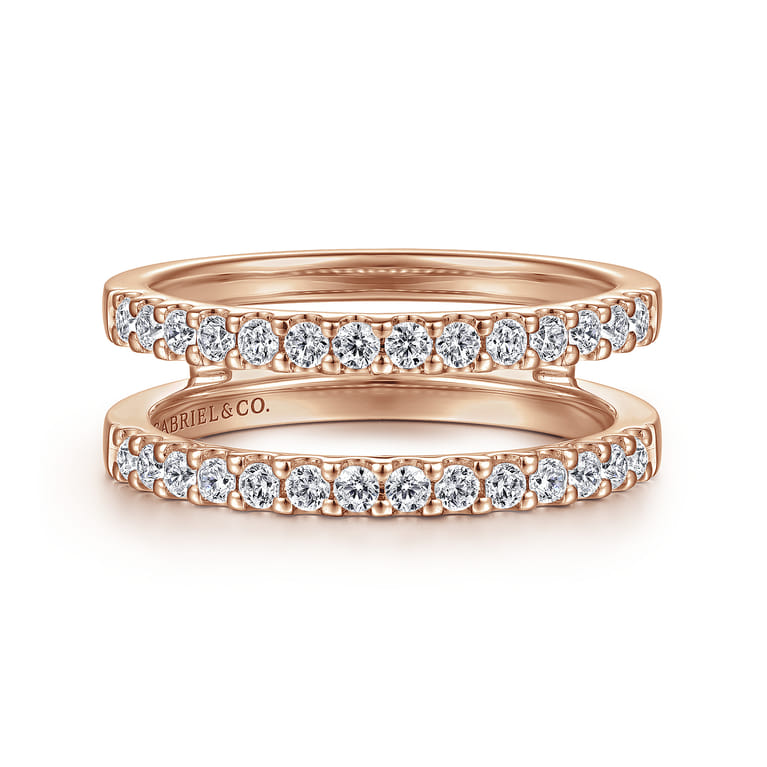 Enhancer Wedding Ring in 14k Rose Gold with Round Natural Diamond at Gabriel & Co. - Shot 1
