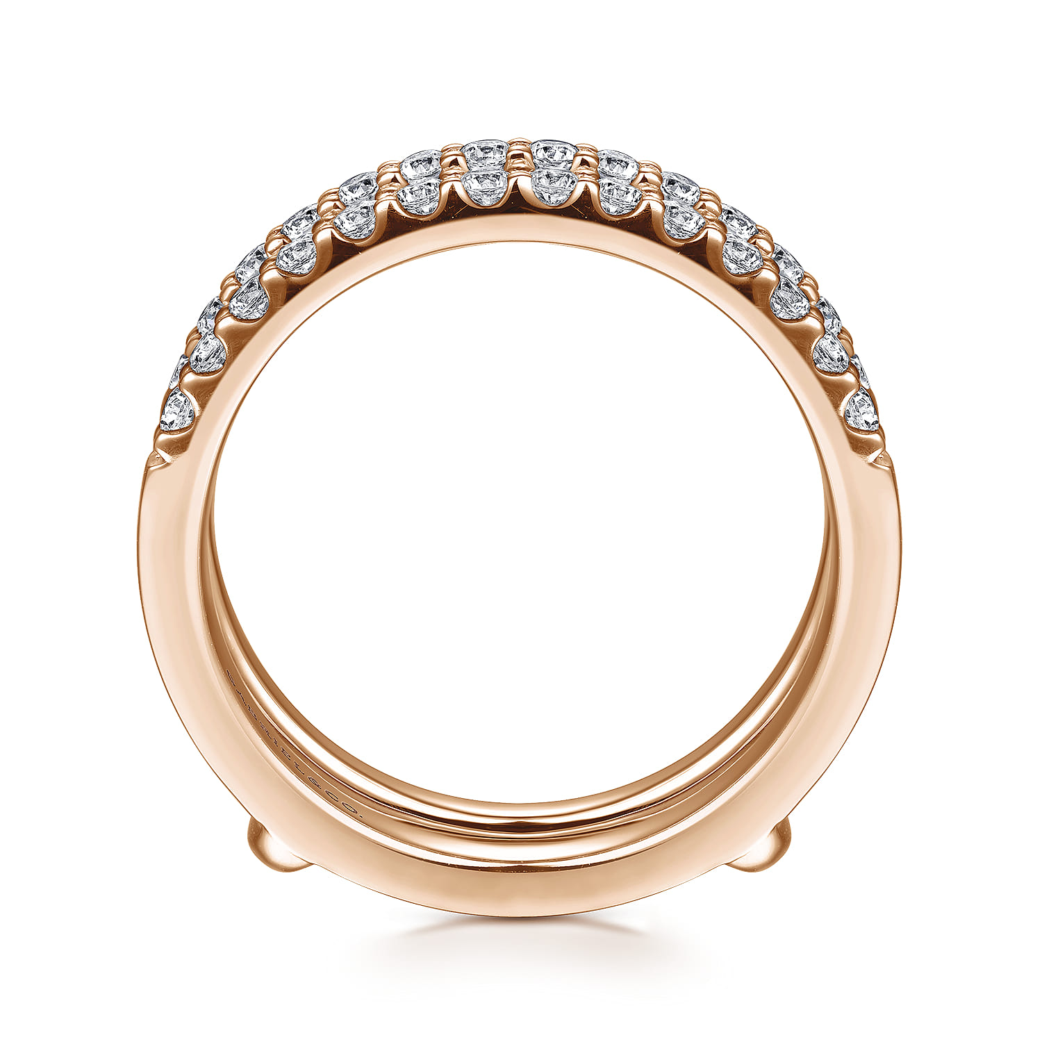 Enhancer Wedding Ring in 14k Rose Gold with Round Natural Diamond at Gabriel & Co. - Shot 2