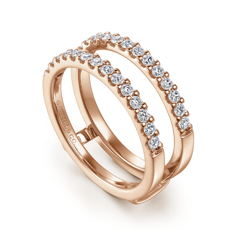 Enhancer Wedding Ring in 14k Rose Gold with Round Natural Diamond at Gabriel & Co. - Shot 3