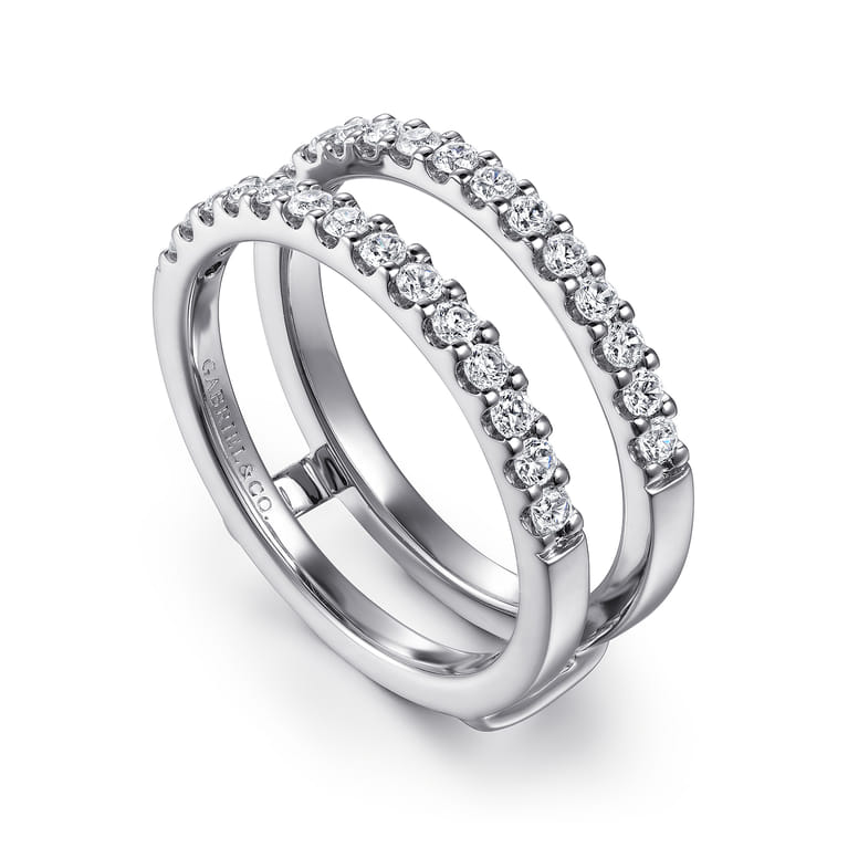 Enhancer Wedding Ring in 14k White Gold with Round Natural Diamond at Gabriel & Co. - Shot 3