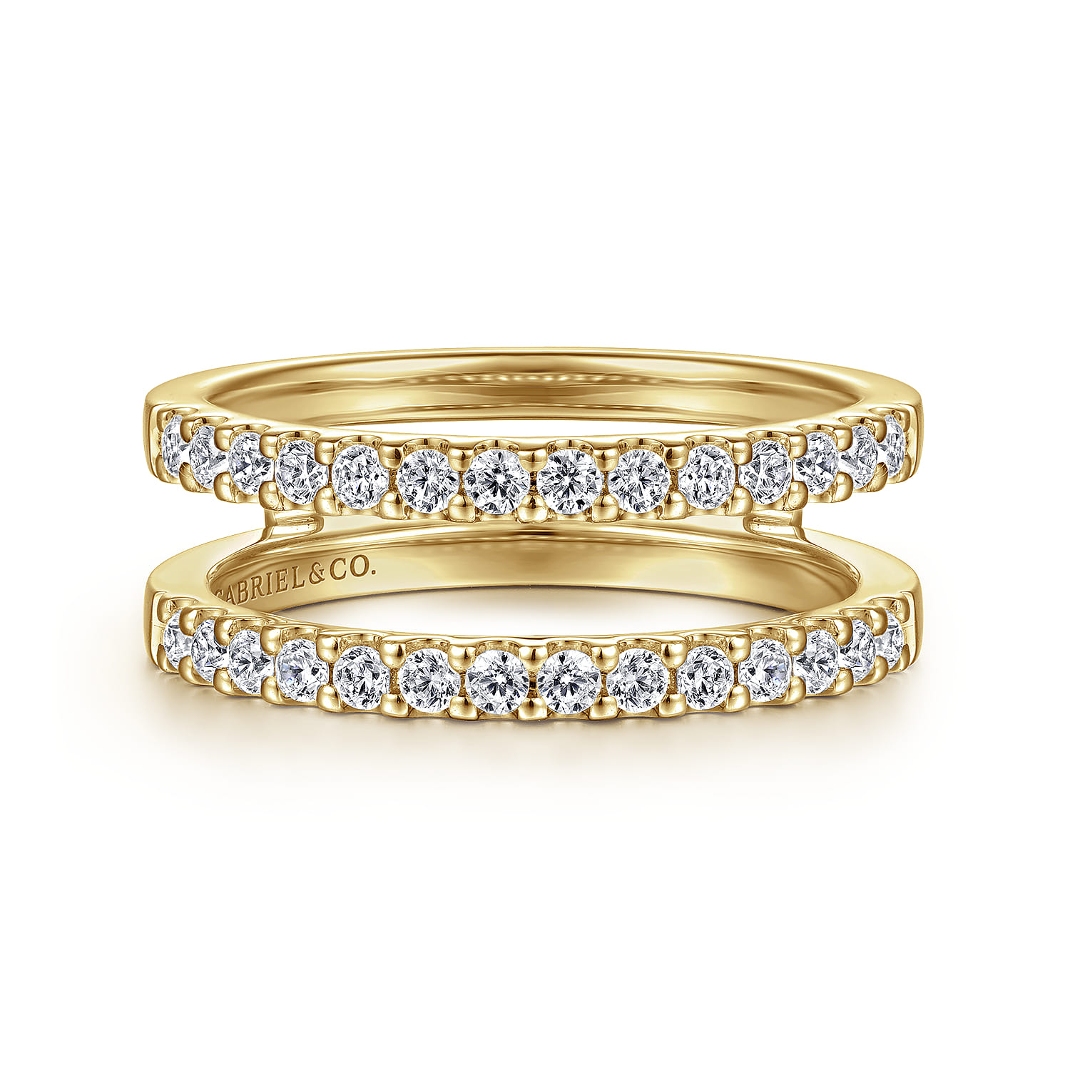 Enhancer Wedding Ring in 14k Yellow Gold with Round Natural Diamond at Gabriel & Co. - Shot 1