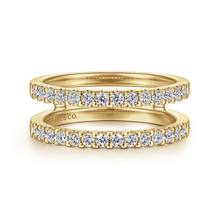 Enhancer Wedding Ring in 14k Yellow Gold with Round Natural Diamond at Gabriel & Co. - Shot 1
