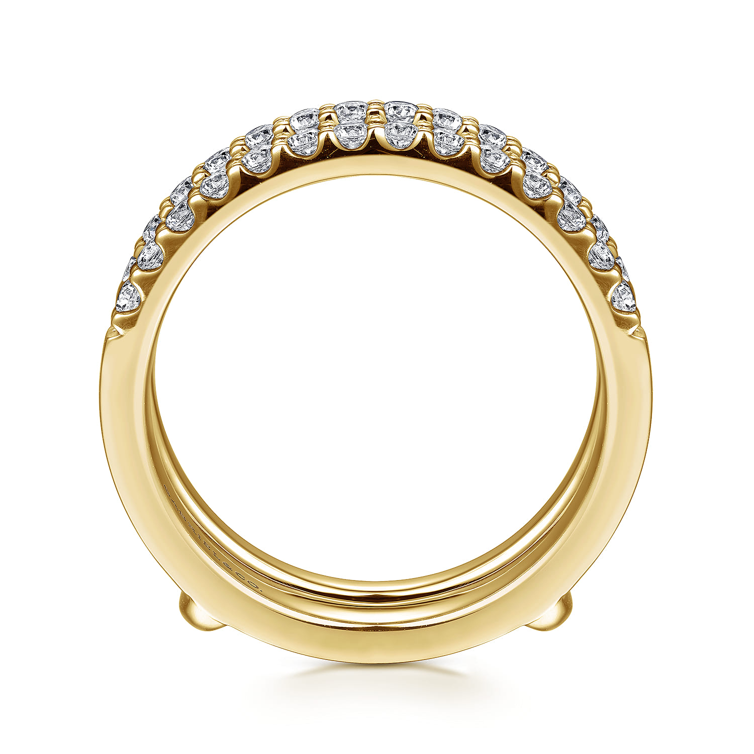 Enhancer Wedding Ring in 14k Yellow Gold with Round Natural Diamond at Gabriel & Co. - Shot 2