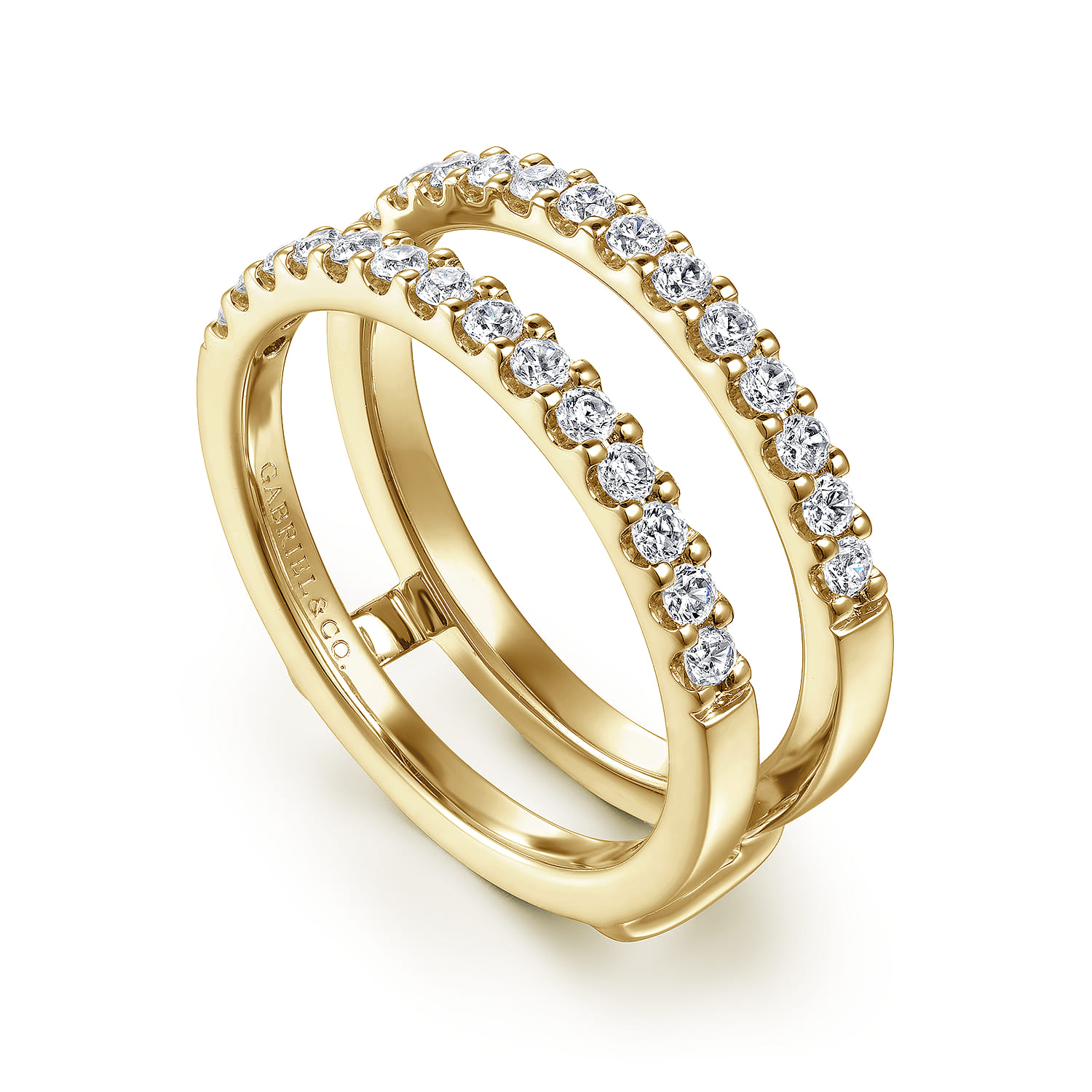 Enhancer Wedding Ring in 14k Yellow Gold with Round Natural Diamond at Gabriel & Co. - Shot 3