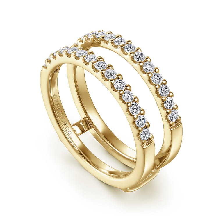 Enhancer Wedding Ring in 14k Yellow Gold with Round Natural Diamond at Gabriel & Co. - Shot 3