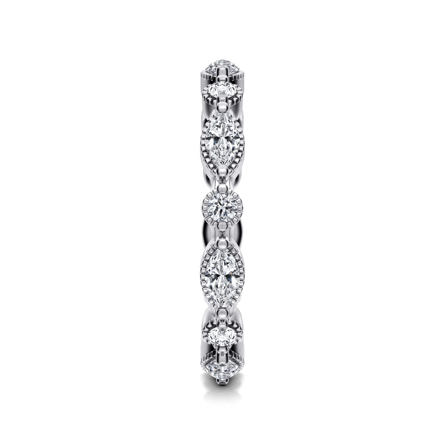 Eternity Band Wedding Ring in 14k White Gold with Marquise Natural Diamond at Gabriel & Co. - Shot 3