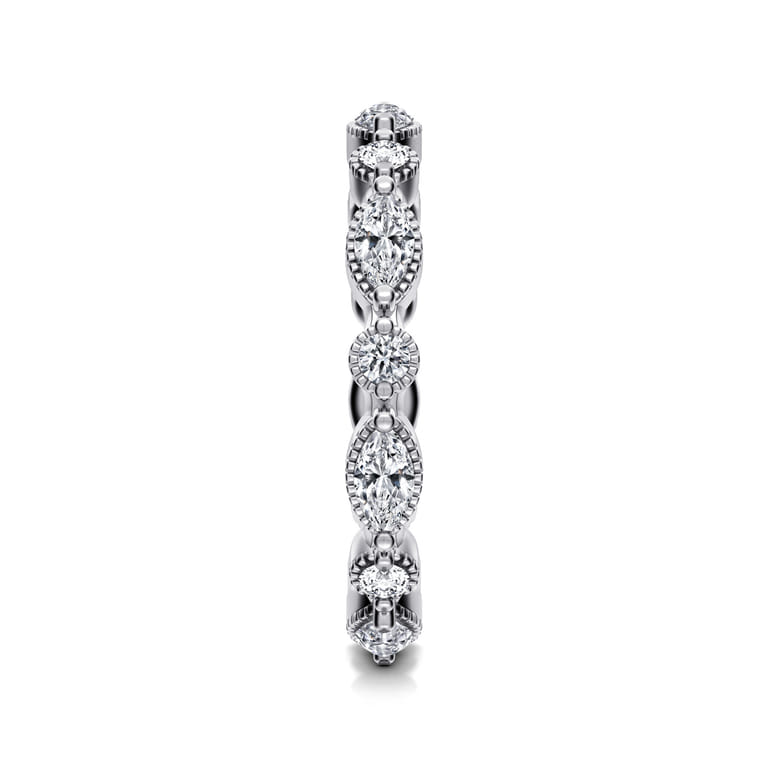 Eternity Band Wedding Ring in 14k White Gold with Marquise Natural Diamond at Gabriel & Co. - Shot 3