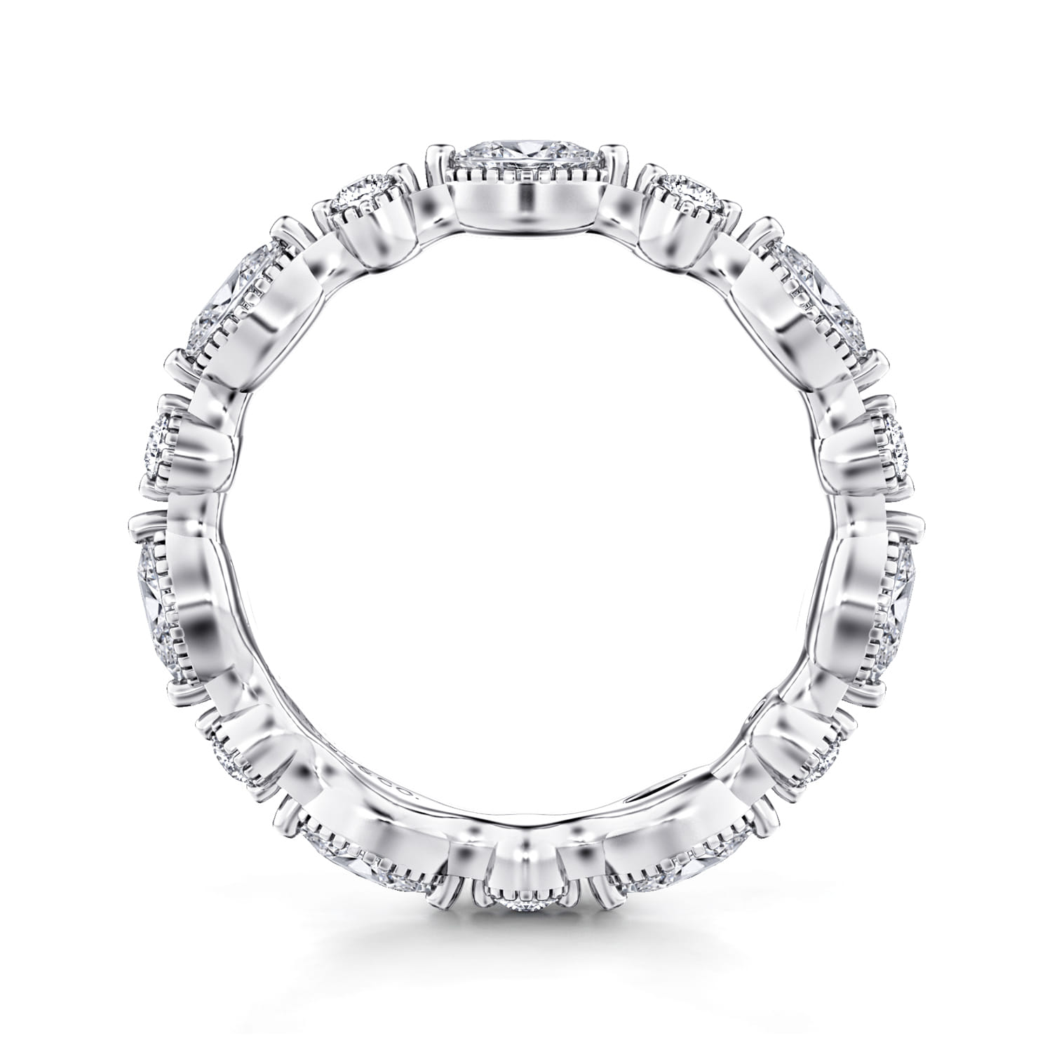 Eternity Band Wedding Ring in 14k White Gold with Marquise Natural Diamond at Gabriel & Co. - Shot 2