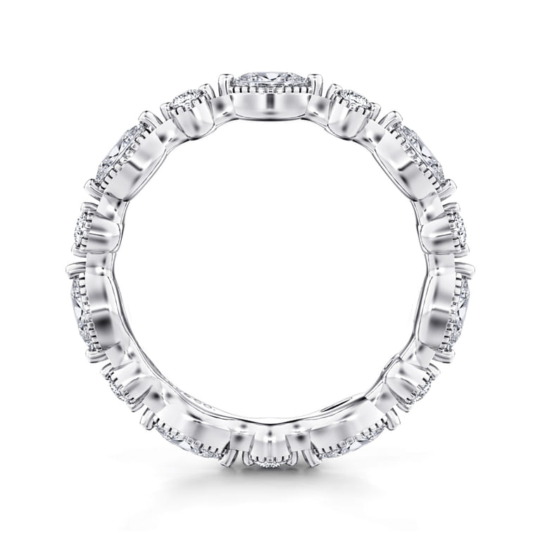 Eternity Band Wedding Ring in 14k White Gold with Marquise Natural Diamond at Gabriel & Co. - Shot 2