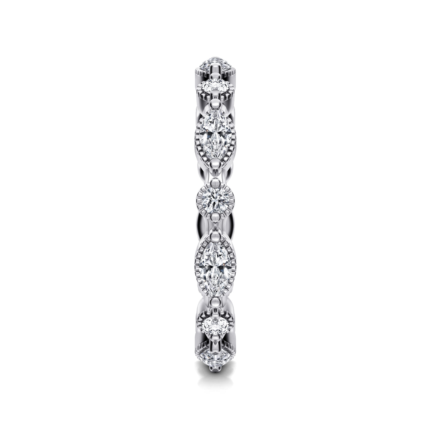 Eternity Band Wedding Ring in 14k White Gold with Marquise Natural Diamond at Gabriel & Co. - Shot 4