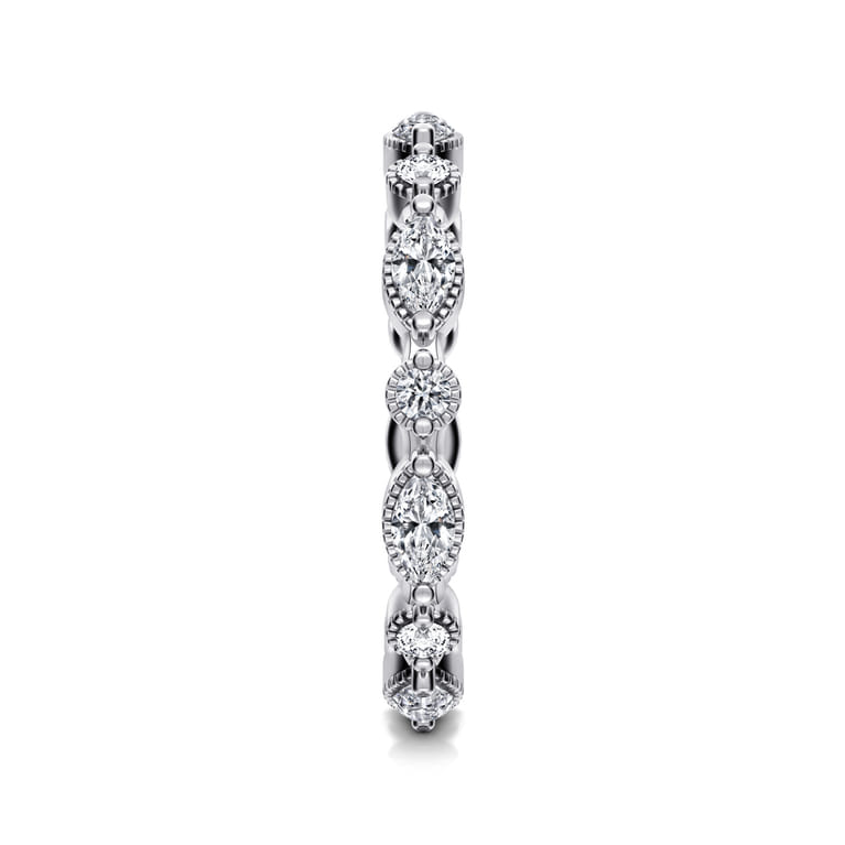 Eternity Band Wedding Ring in 14k White Gold with Marquise Natural Diamond at Gabriel & Co. - Shot 4