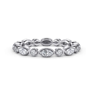 Esperanza - 14K White Gold Double Prongs Marquise and Round Diamond Eternity Band
