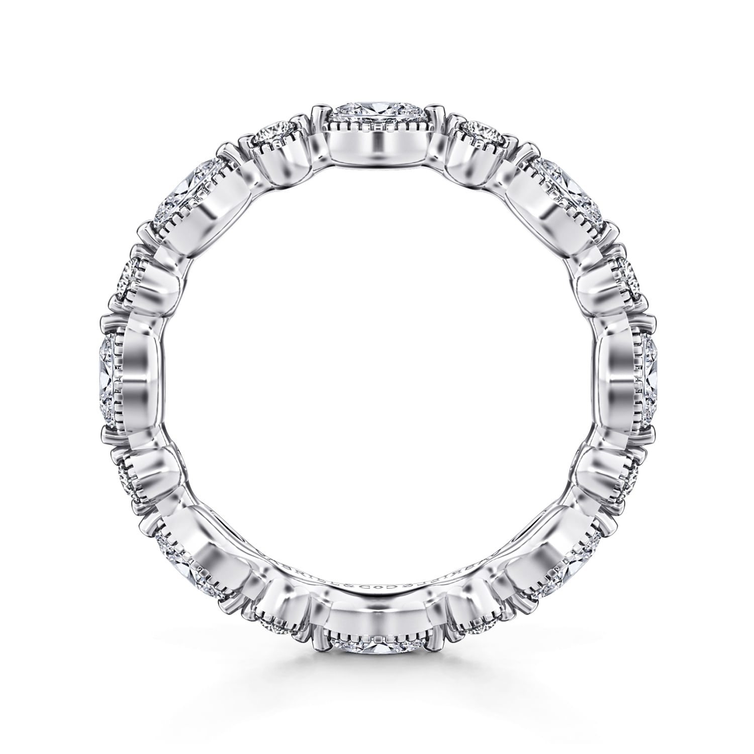 Esperanza - 14K White Gold Double Prongs Marquise and Round Diamond Eternity Band