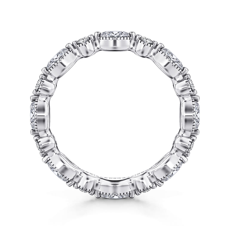 Eternity Band Wedding Ring in 14k White Gold with Marquise Natural Diamond at Gabriel & Co. - Shot 2