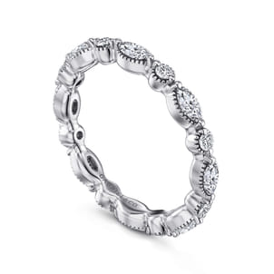 Esperanza - 14K White Gold Double Prongs Marquise and Round Diamond Eternity Band