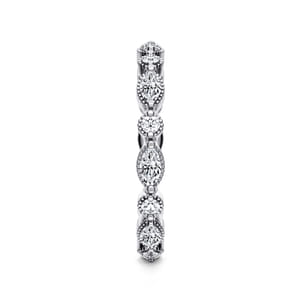 Esperanza - 14K White Gold Double Prongs Marquise and Round Diamond Eternity Band