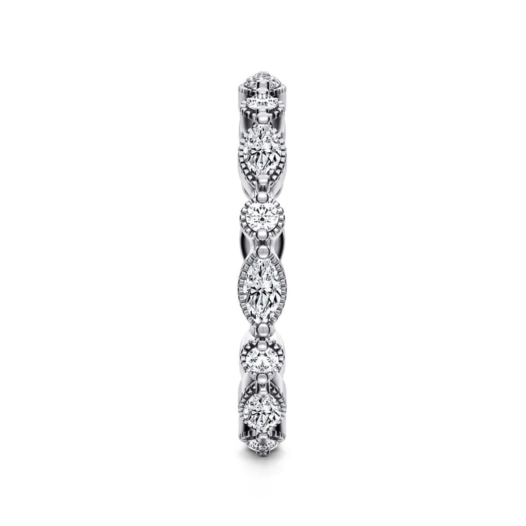 Eternity Band Wedding Ring in 14k White Gold with Marquise Natural Diamond at Gabriel & Co. - Shot 4