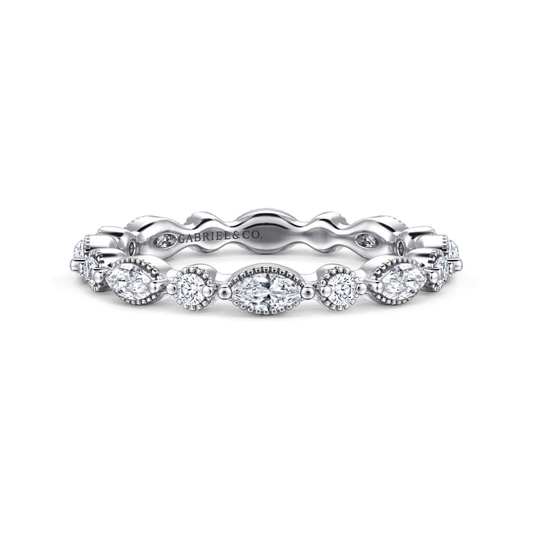 Eternity Band Wedding Ring in 14k White Gold with Marquise Natural Diamond at Gabriel & Co. - Shot 1